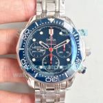 Swiss Copy Omega Seamaster Blue Dial Blue Ceramic Bezel SS Case Watch